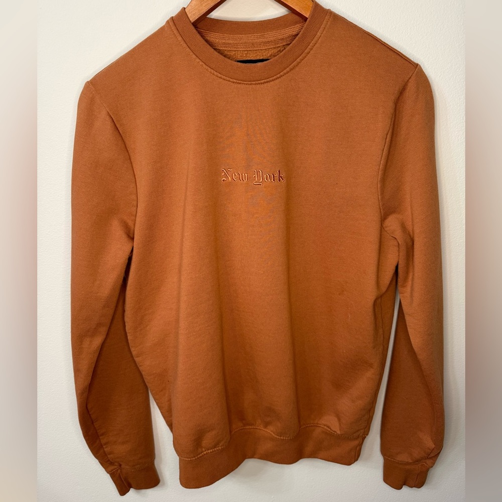 Blind Rooster “New York” Embroidered Crewneck Sweatshirt Brown Small Streetwear